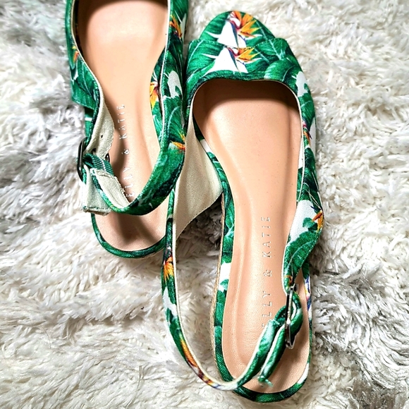 Kelly & Katie Open Toe Slingback Espadrille Wedge Sandles Size 7 - Picture 4 of 8